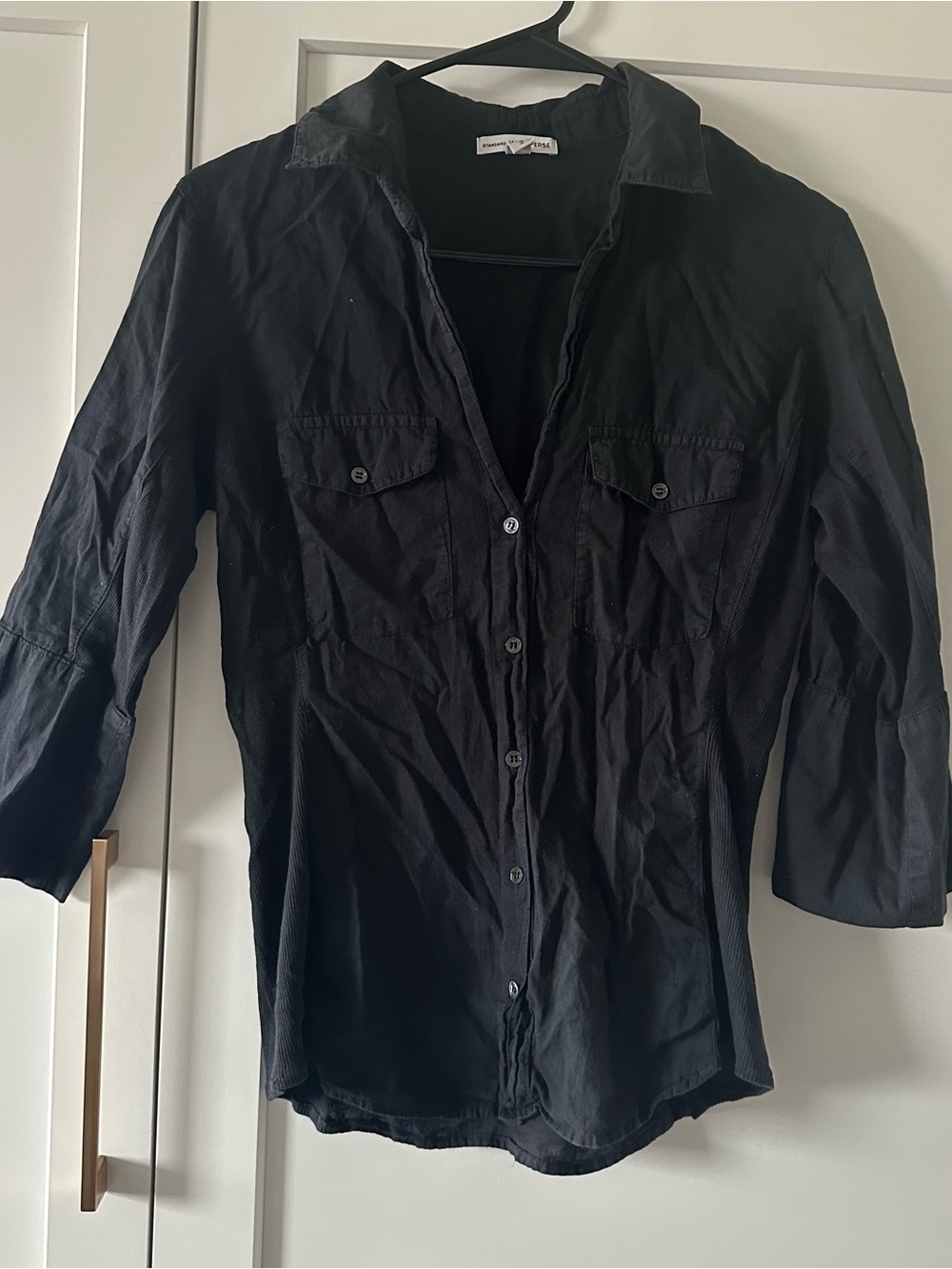 James Perse Black Button-Front Shirt Jacket